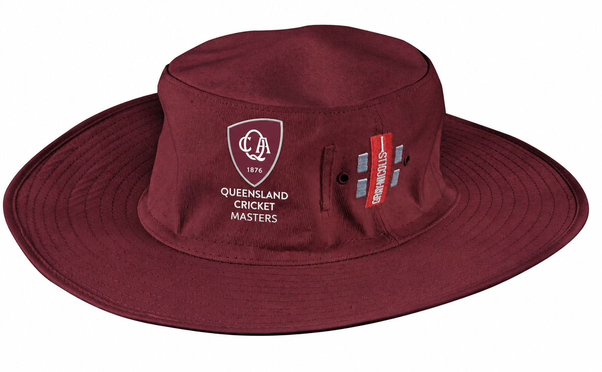 Wide Brim Hat - White and Maroon